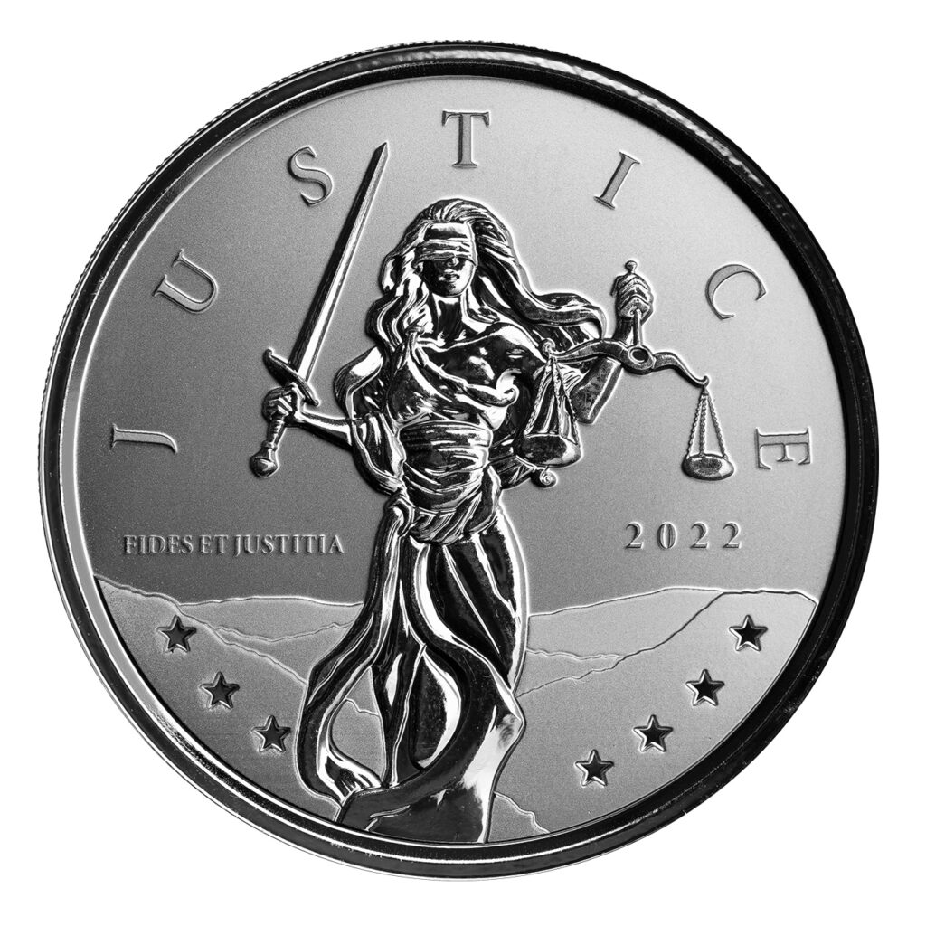 2022 Gibraltar Lady Justice 1 Oz Silver Bu Coin