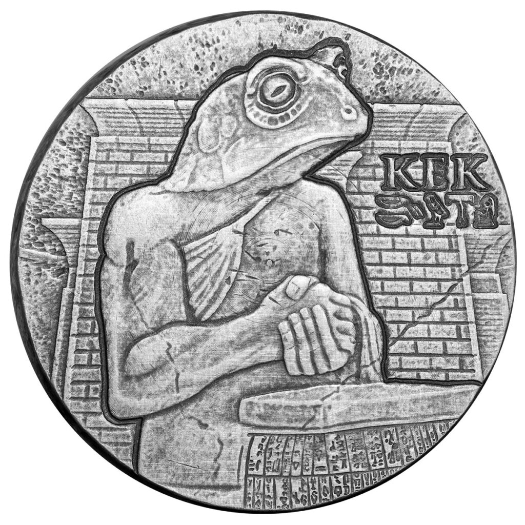 2022 Egyptian Relic Series ERS Kek Frog God 5 oz Silver Antique Coin Scottsdale Mint