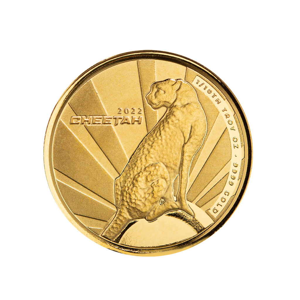 2022 Scottsdale Mint Cameroon Cheetah Tenth oz Gold Proof Like Coin
