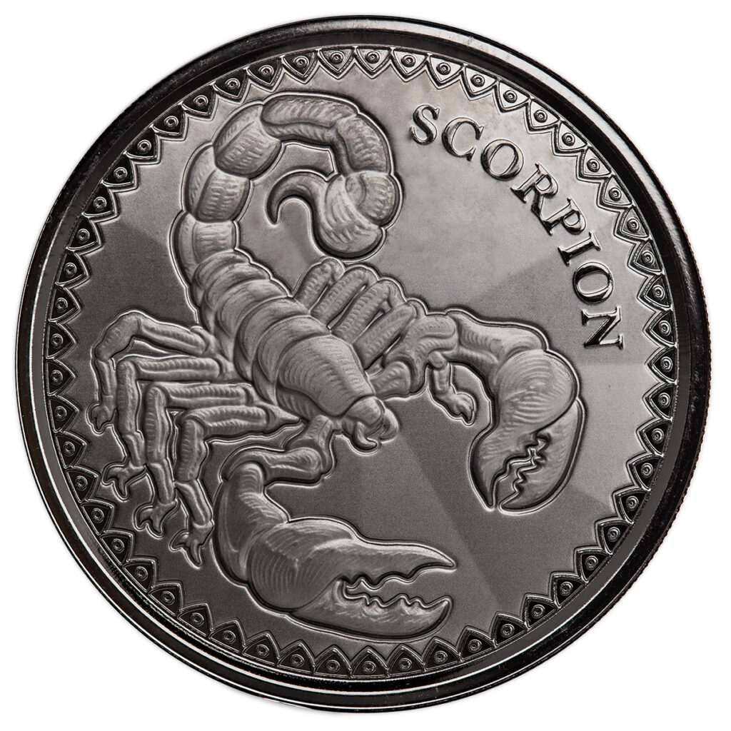 2022 Scottsdale Mint Republic Of Chad Scorpion 1 Oz Silver Proof Rhodium Plated Coin 06
