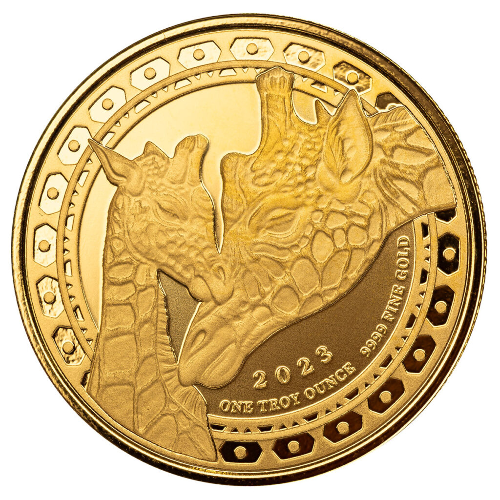 2023 Scottsdale Mint Equatorial Guinea Giraffe 1 Troy Oz 9999 Fine Gold Coin 06