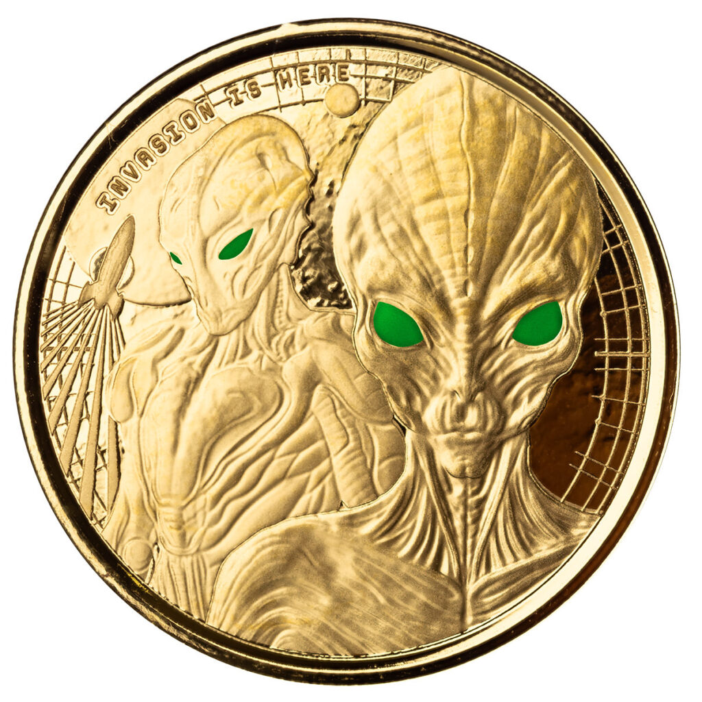 2023 Scottsdale Mint Ghana Alien Invasion Is Here 1 Troy Ounce 9999 Fine Gold Proof Color Coin 04