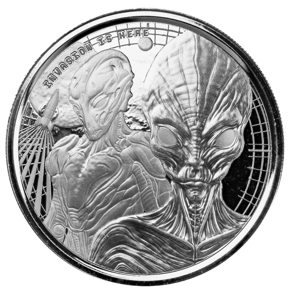 2023 Scottsdale Mint Ghana Alien Invasion Is Here One Troy Ounce 999 Fine Silver Proof Like Coin 03