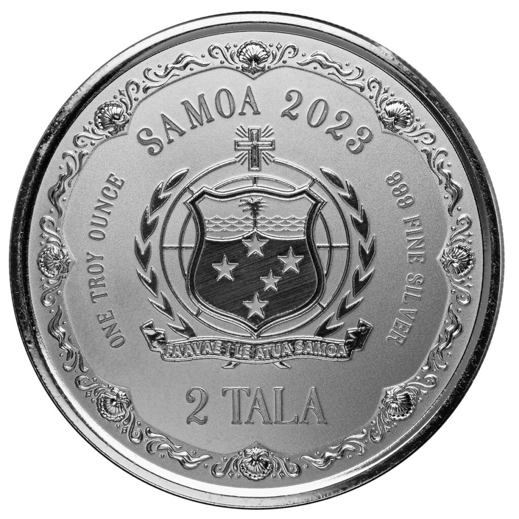 2023 Scottsdale Mint Samoa Mermaid & Daughter 1 Troy Ounce 999 Fine Silver Proof Like Coin 2