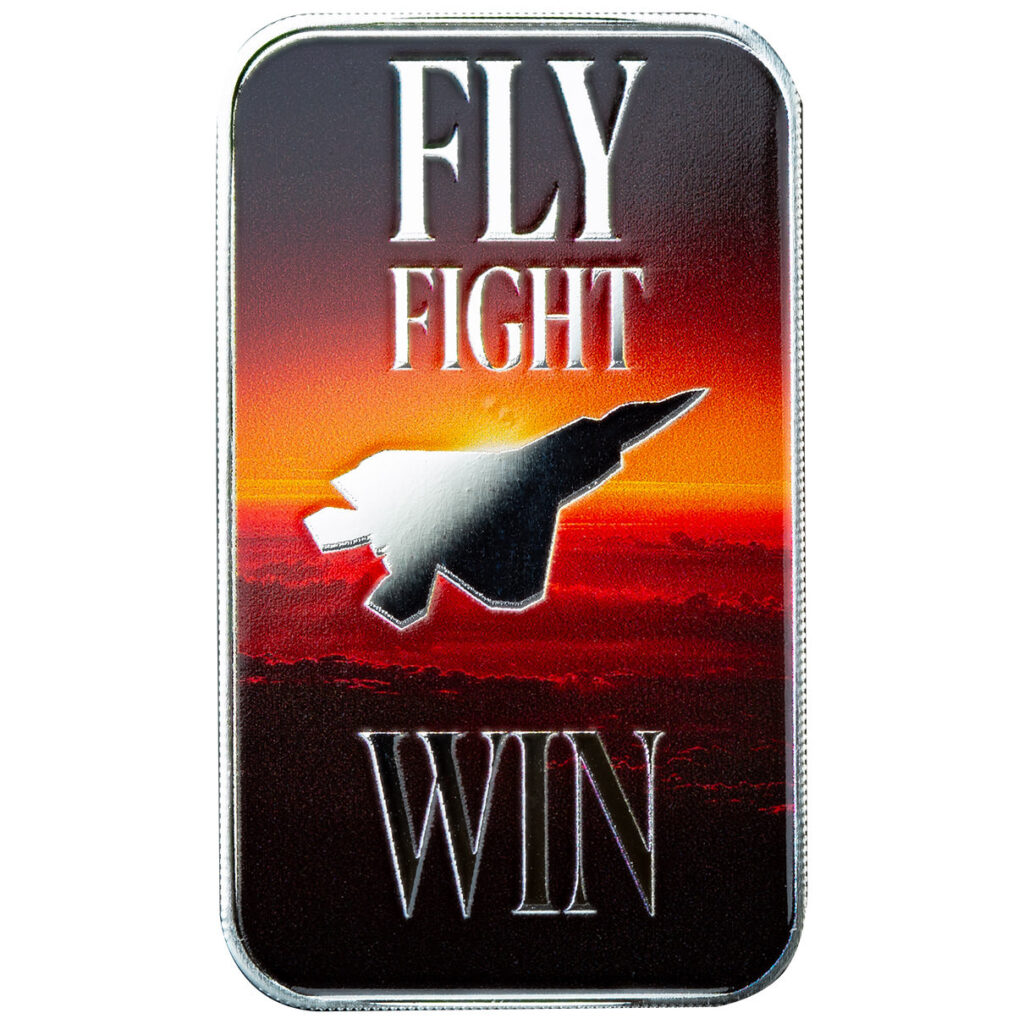 Scottsdale Mint Fly Fight Win Airforce 1 Troy Oz 999 Silver Color Bar 06
