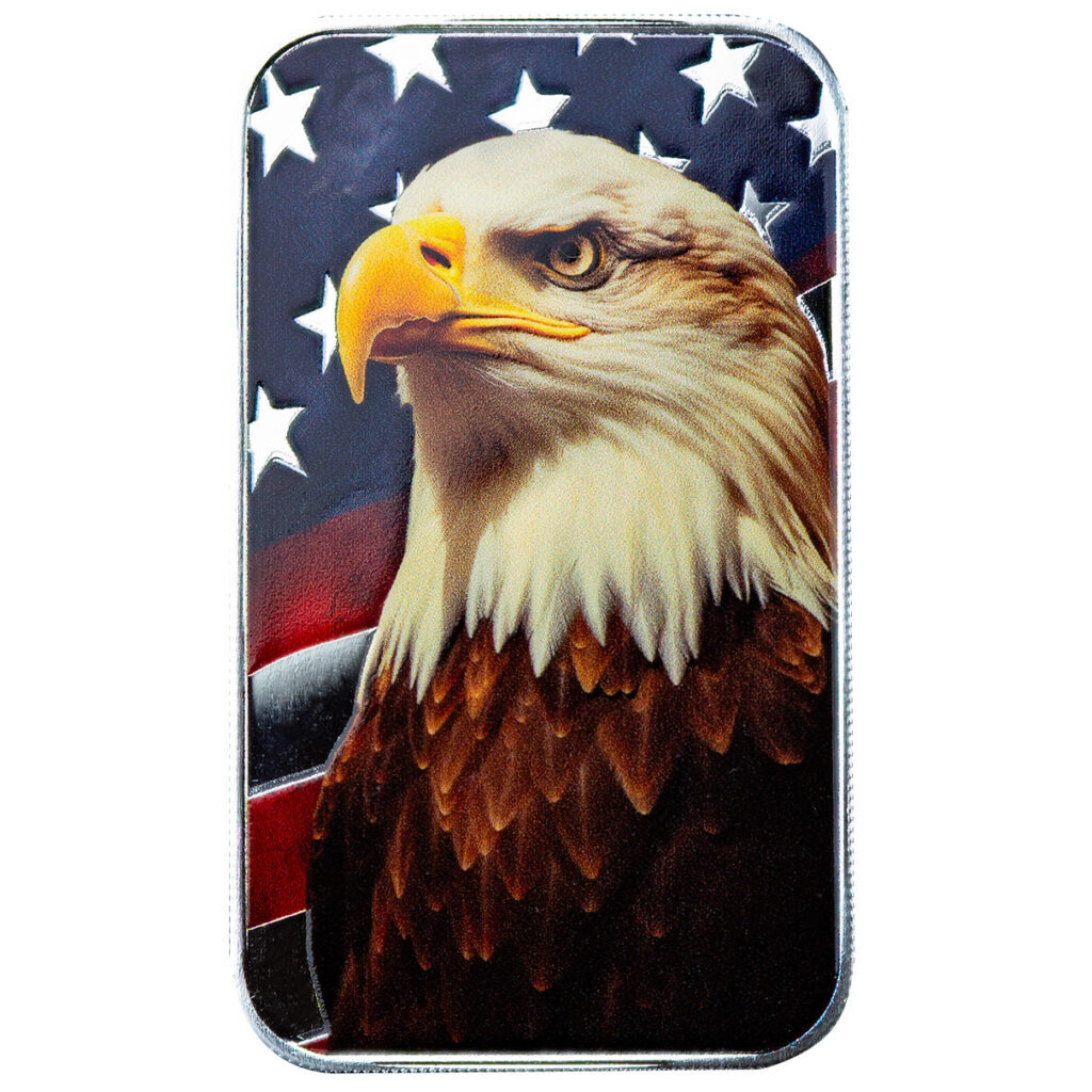 Scottsdale Mint Patriotic Bald Eagle 1 Troy Oz 999 Silver Color Bar 06