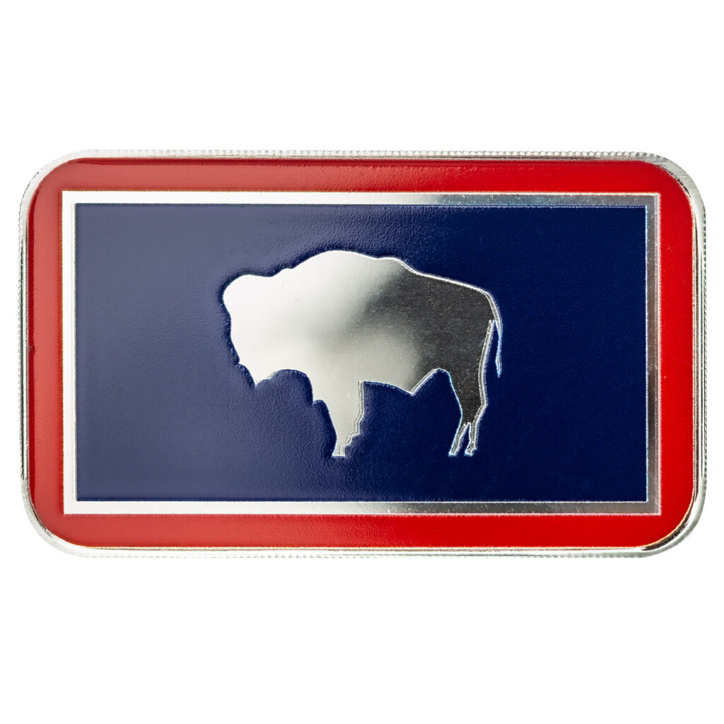 2024 Scottsdale Mint Wyoming State Usa Flag 1 Troy Ounce 999 Fine Silver Color Bar 02