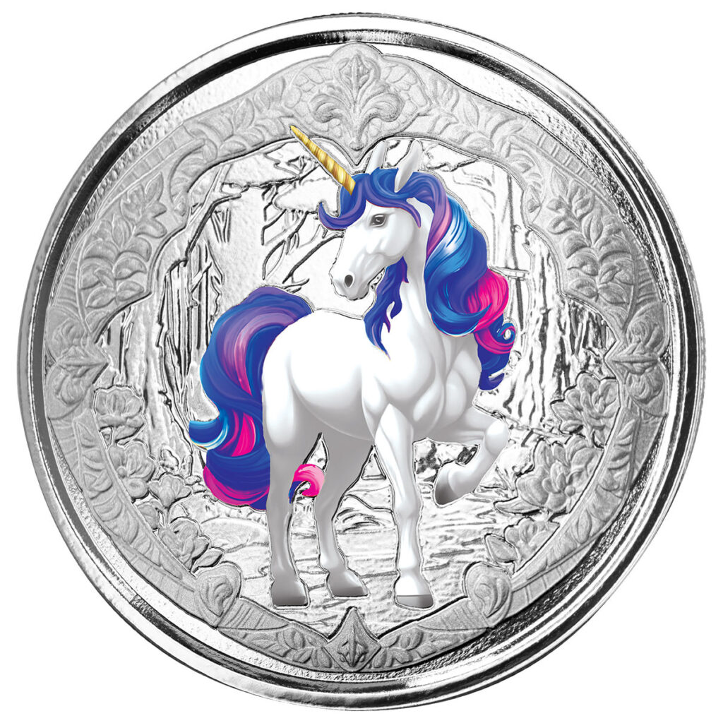 2024 Fiji Unicorn "azurea" 1 Oz Silver Color Coin