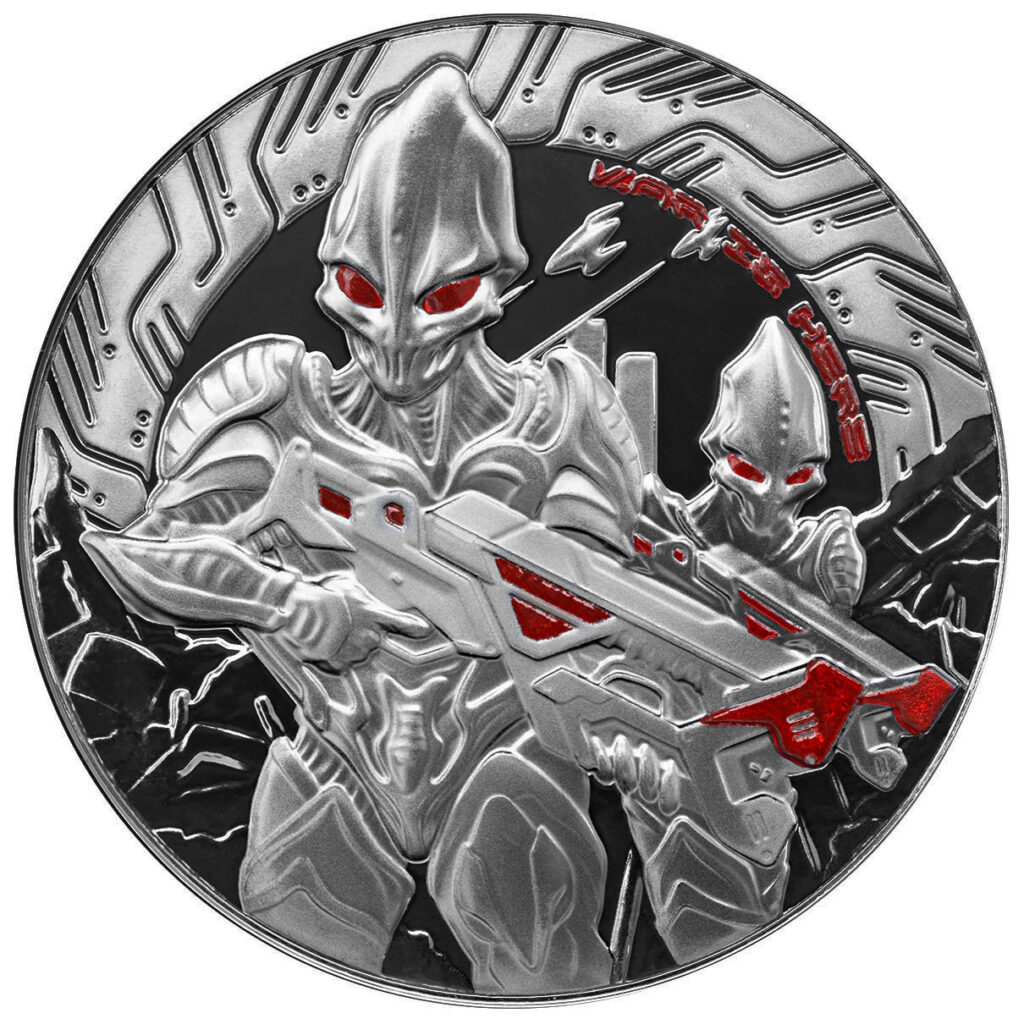 2024 Samoa Alien Battle 1 Oz Silver Black Rhodium With Color Coin
