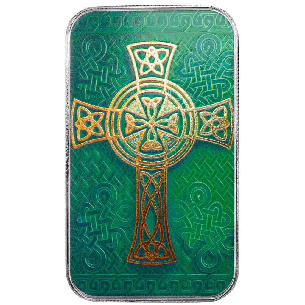 Book Of Kells Cross 1 Oz .999 Silver Color Bar