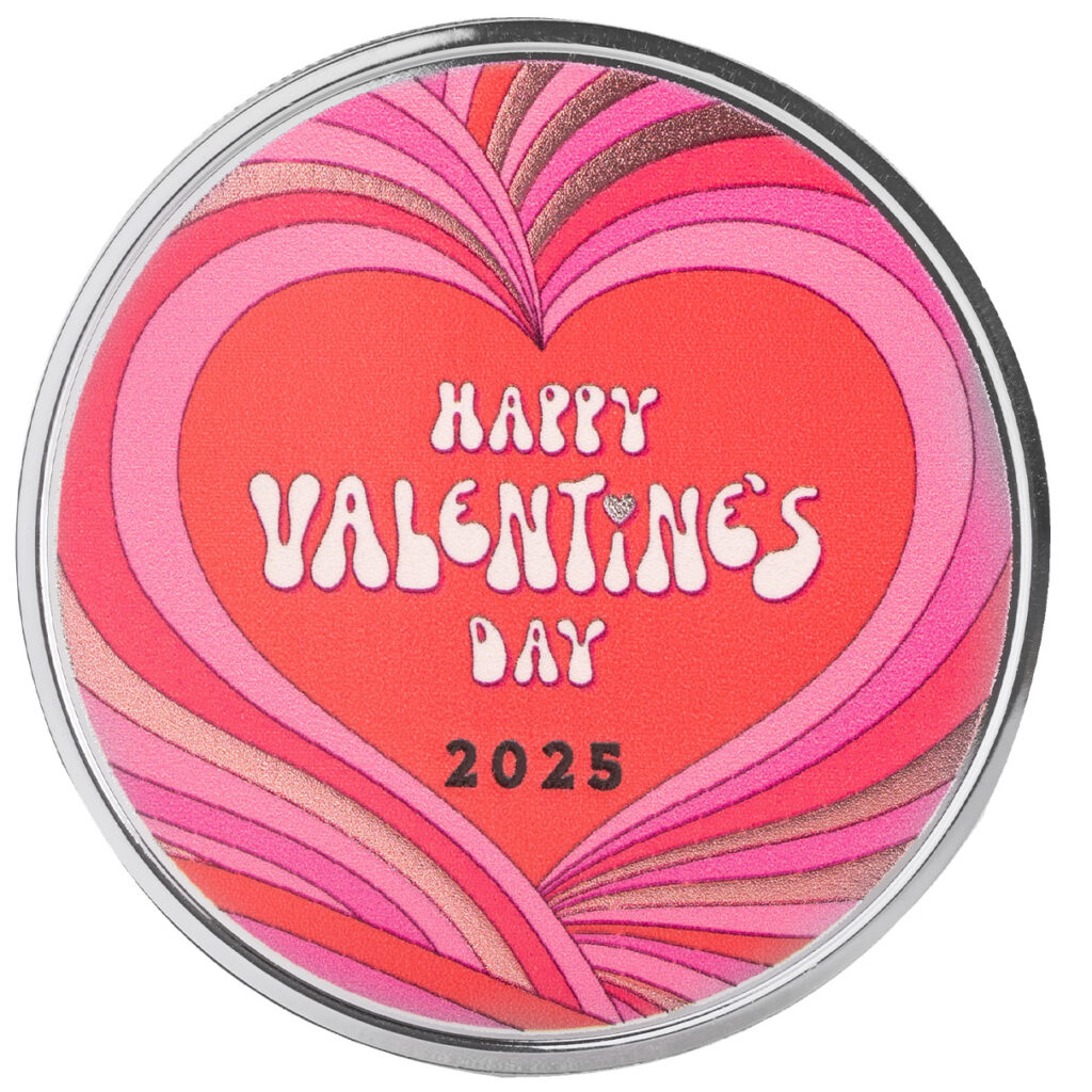 Happy Valentine's Day 2025 1 Oz .999 Silver Color Round