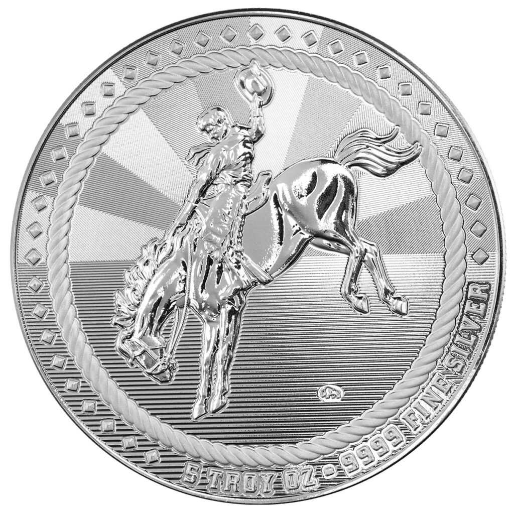 2025 Scottsdale Mint Cowboy 5 Troy Ounce 9999 Fine Silver Round 05