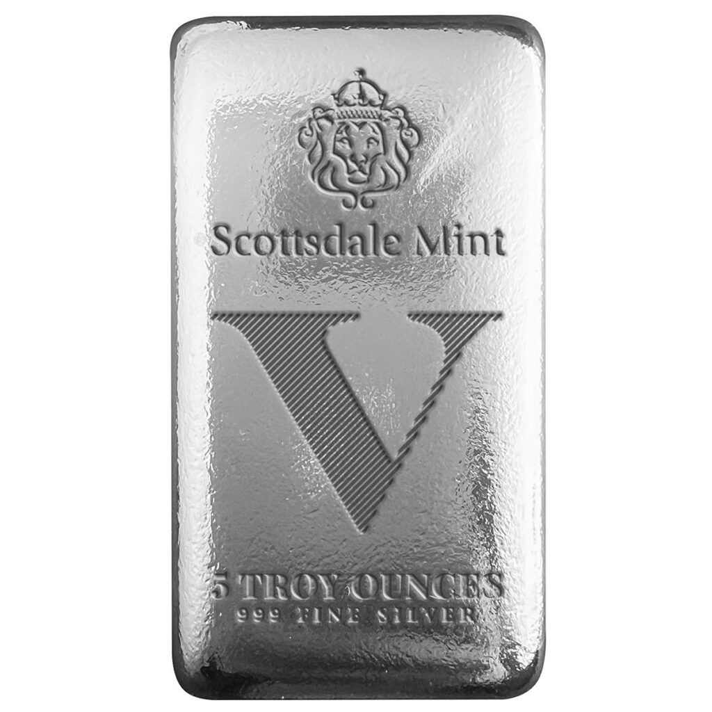 2025 Imperium Scottsdale Mint 5 V Troy Ounces 999 Fine Silver Bar Mockup