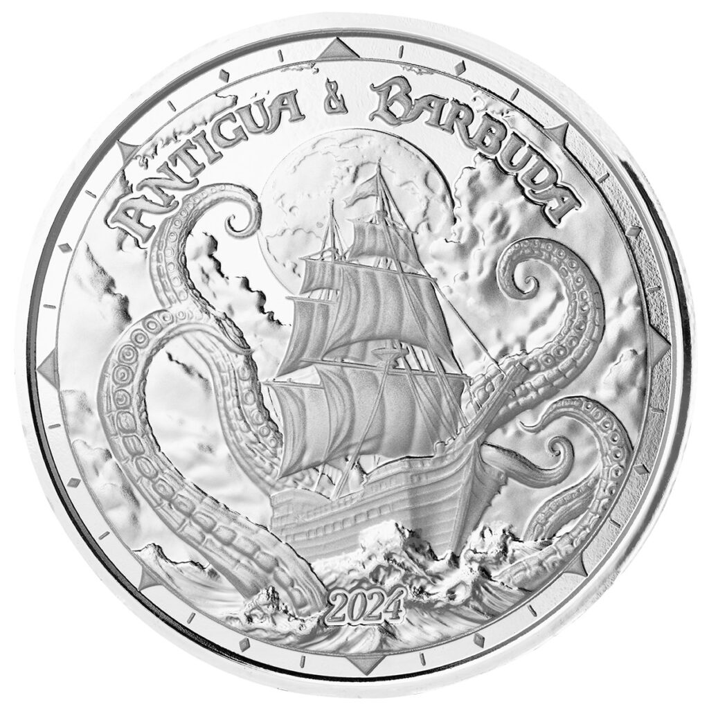 2024 Ec8 Scottsdale Mint Antigua And Barbuda 1 Troy Ounce 999 Fine Silver Proof Like Coin 02
