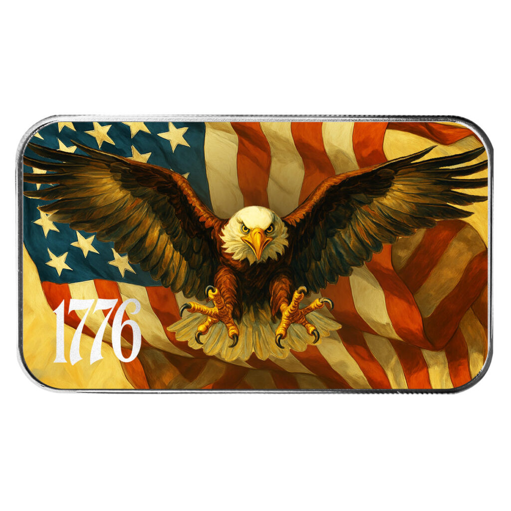 2025 Scottsdale Mint 4th Of July Americana 1 Troy Ounce 999 Fine Silver Color Bars 1776 Bald Eagle 21
