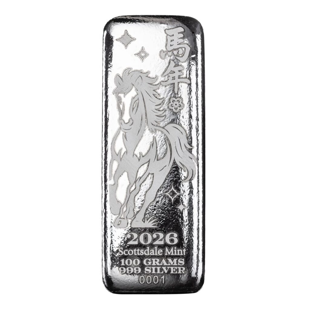 2026 Lunar Year Of The Horse 100 Gram Silver Bar
