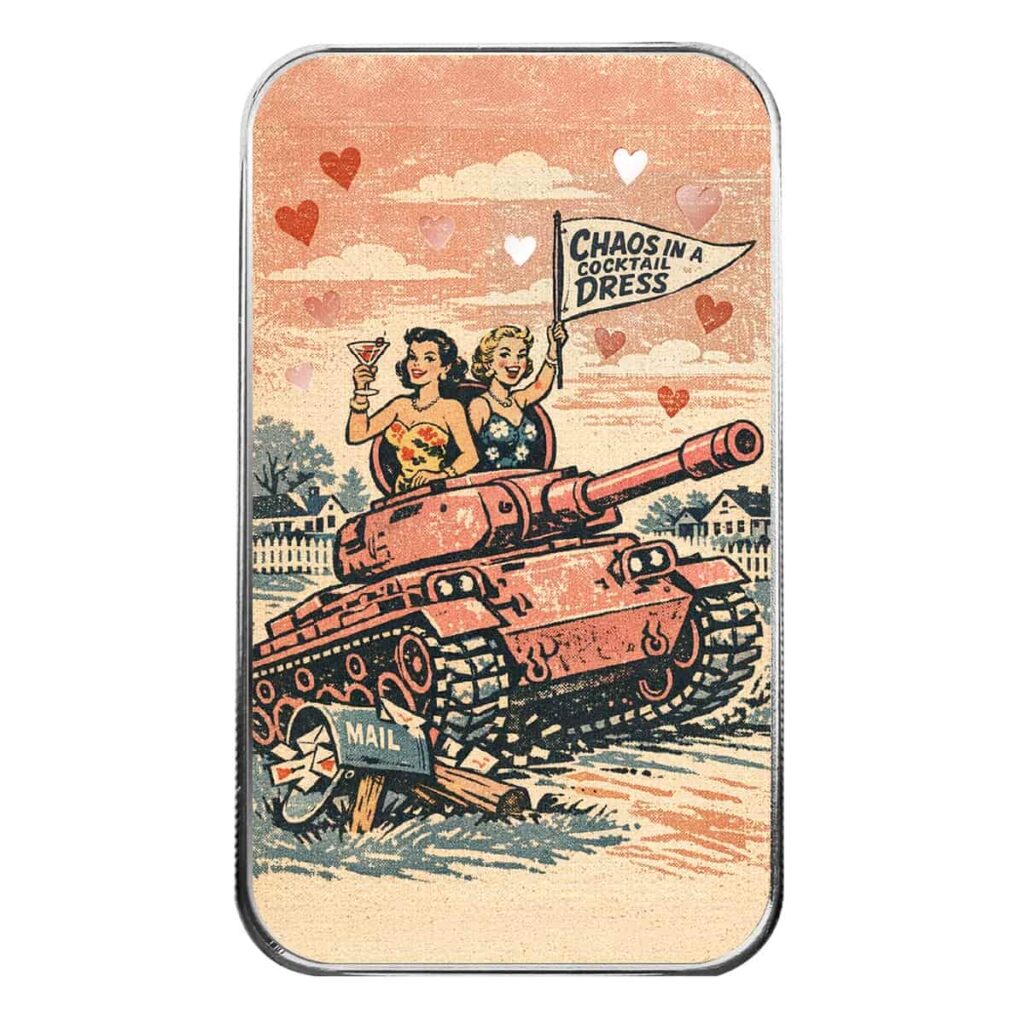 2026 Scottsdale Mint Chaos In A Cocktail Dress 1 Oz Silver Colorized Bar Web