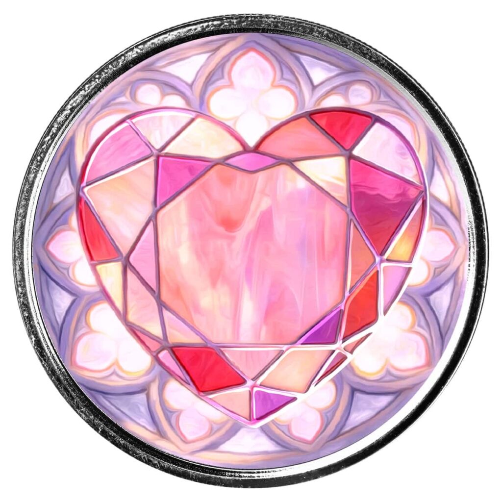 2026 Scottsdale Mint Stained Glass Heart 1 Oz Silver Colorized Round Web