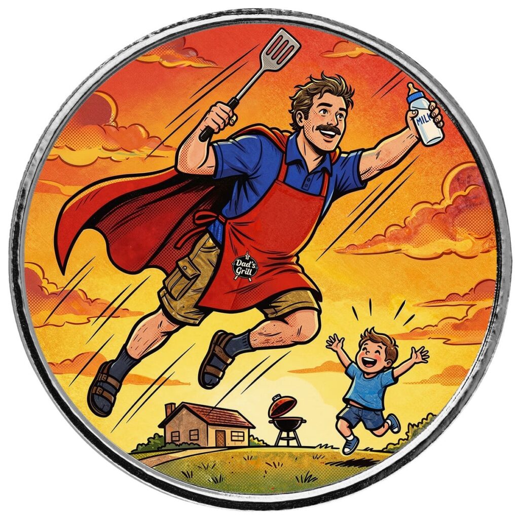 Superhero Dad 1 Oz Silver Colorized Round